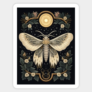 Mystical night moth among Flowers Sticker